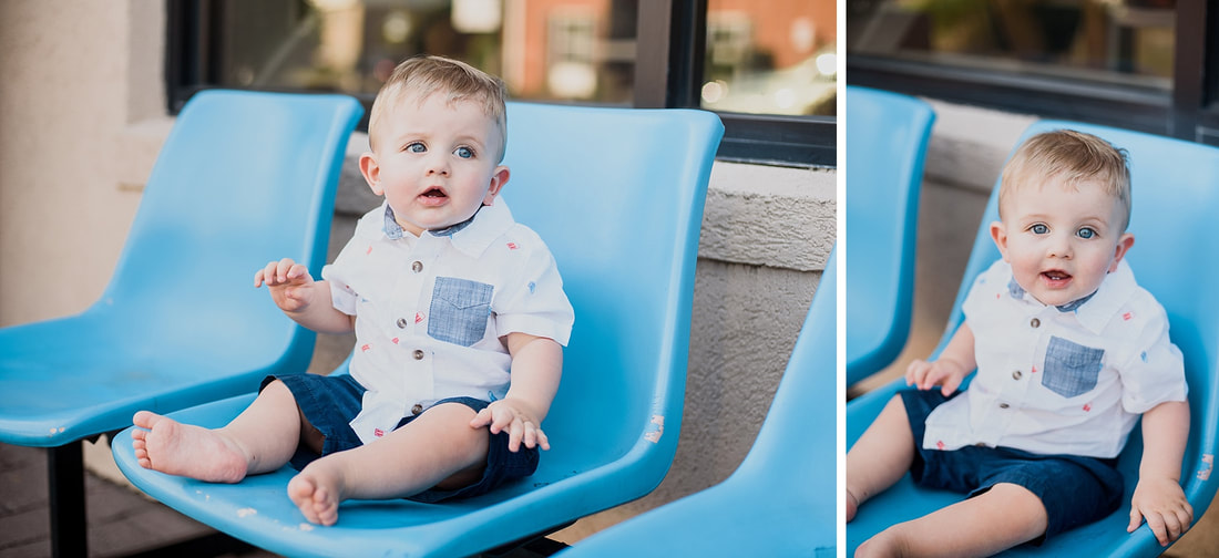Roanoke family photography session at Blue Cow Ice Cream near the Greenway.