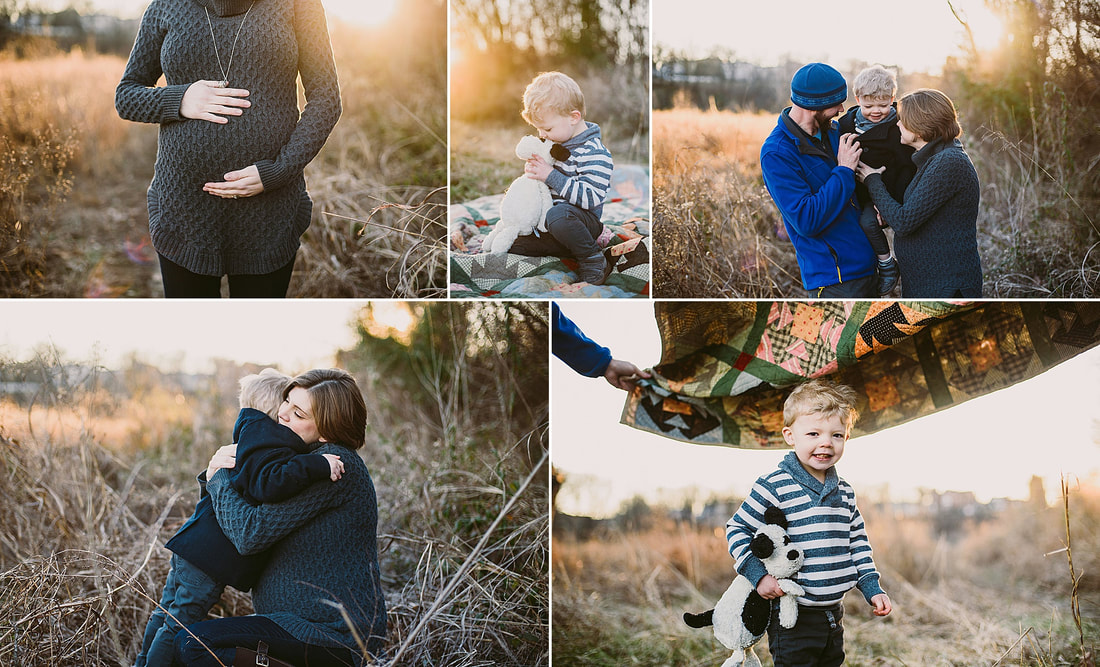 A collage of family images captured by Laura Richards Photography in Roanoke, Virginia