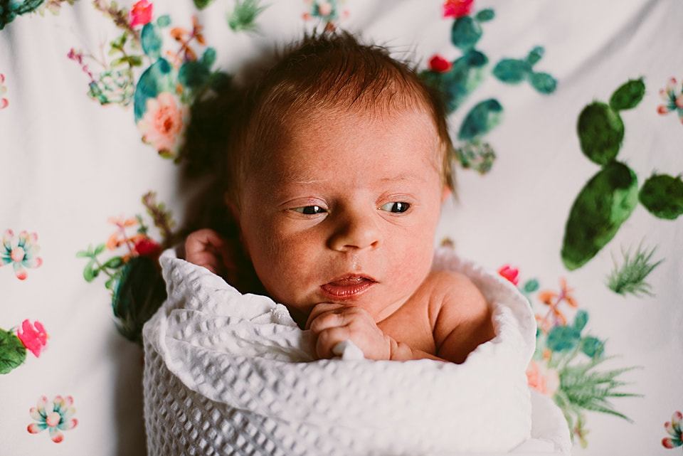 Natural light portrait of a newborn girl by Charlottesville photographer Laura Richards