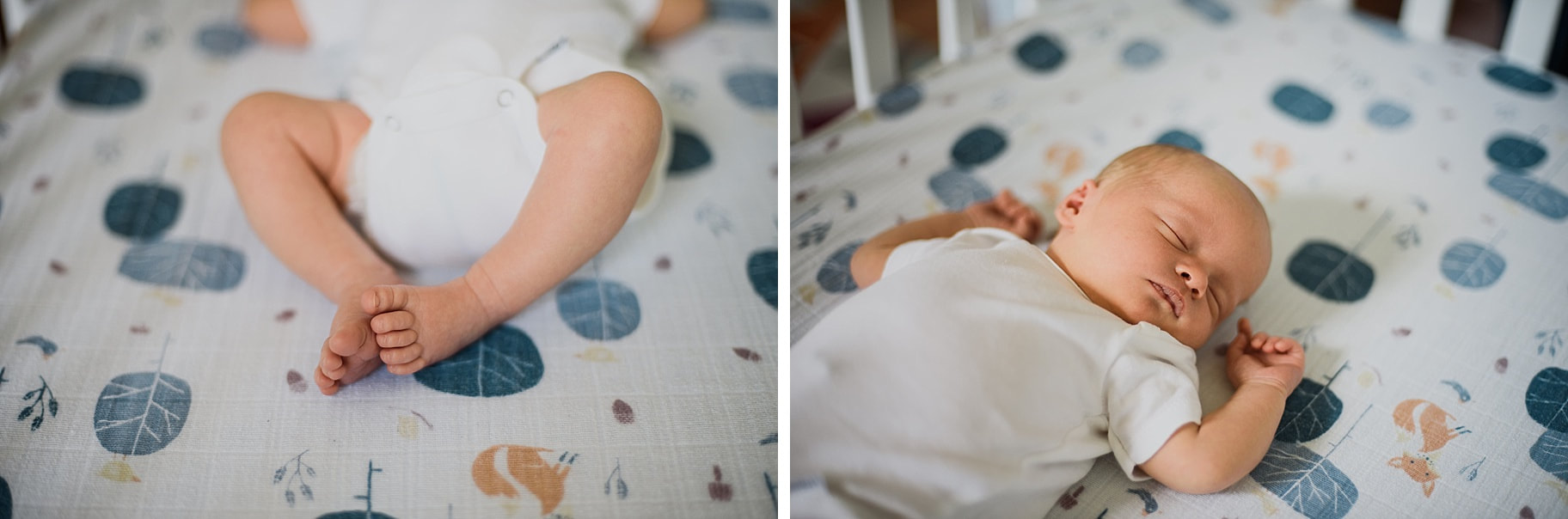 Baby asleep in his crib during a lifestyle, at-home newborn photography session in Roanoke, Virginia