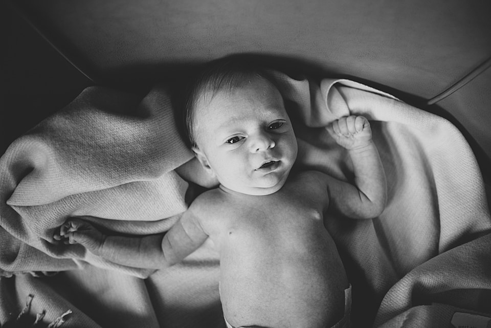 Black and white newborn portrait by Charlottesville family photographer Laura Richards