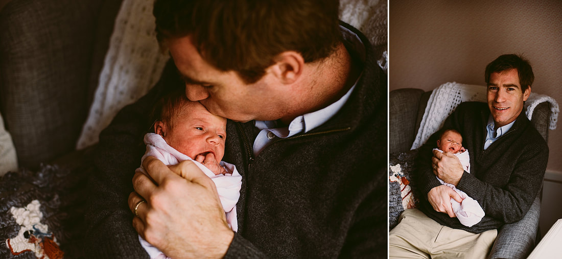 Dad and baby during an at-home newborn photography session in Roanoke, Virginia