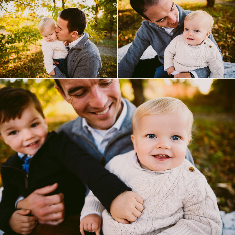 father and sons during a family photo session at chisholm vineyards