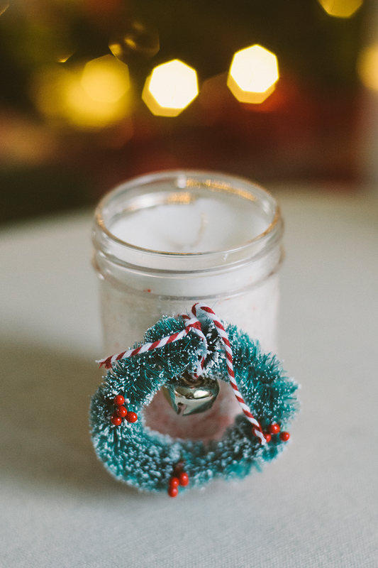 Photo of a DIY peppermint candy cane candle by Laura Richards Photography