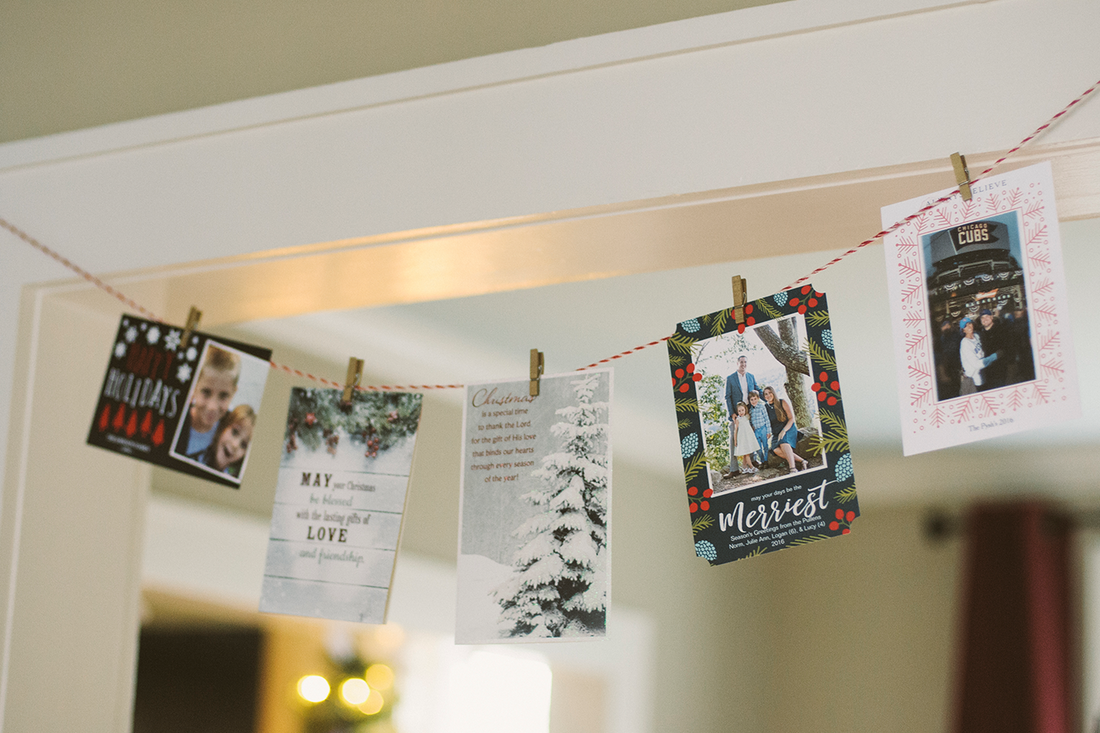 Photo of how to display Christmas cards by Laura Richards Photography