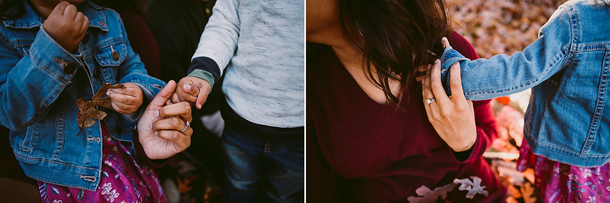 Sweet details of hands during this Charlottesville fall family session