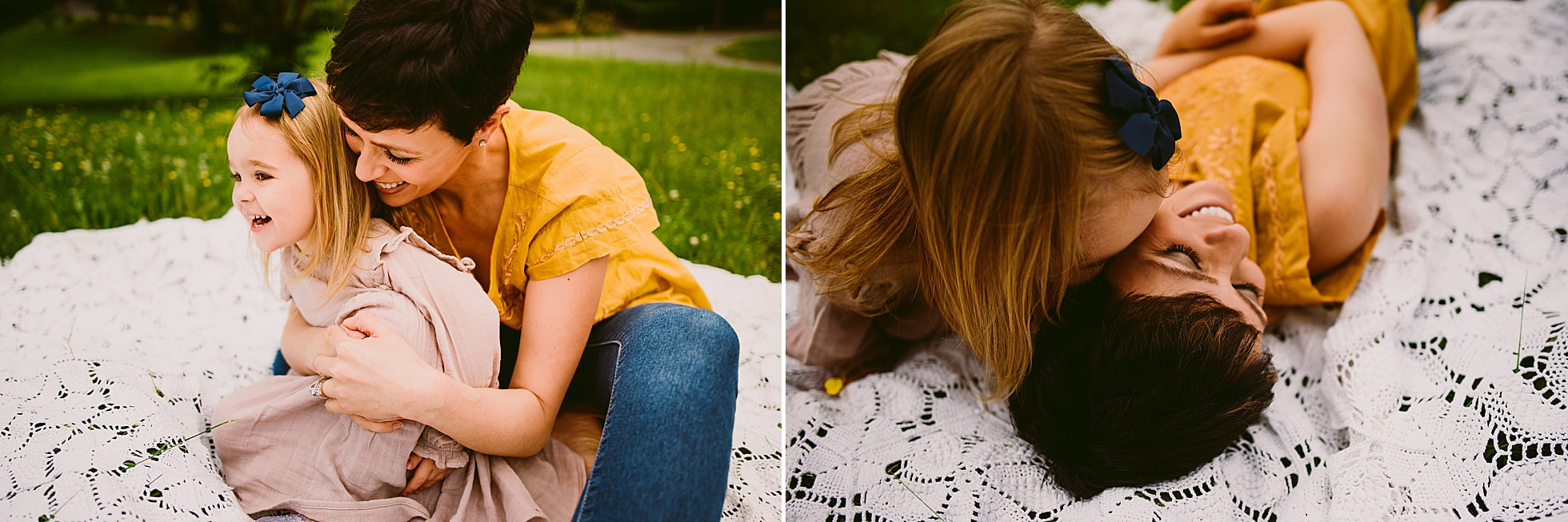 A mother-daughter session featuring clothing from The Golden Shoestring in Roanoke, Virginia