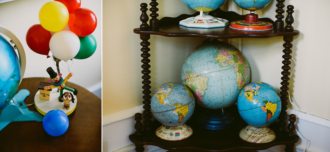 Travel-themed nursery details by Charlottesville photographer Laura Richards