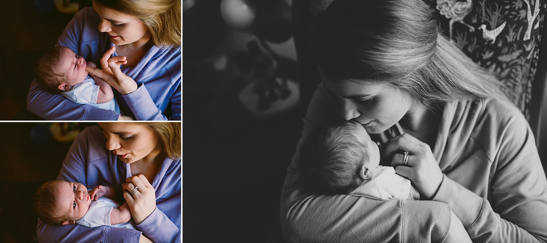 At-home newborn portraits of mother and baby - Charlottesville, Virginia